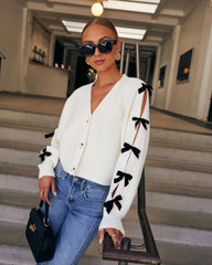 Sweet Darling Bow Embellished Cardigan
