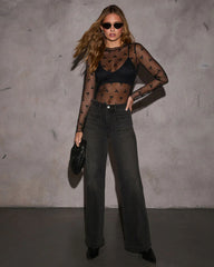 Tied Down Sheer Mesh Bow Top