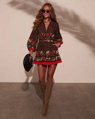 Full of Whimsy Floral Fit And Flare Mini Dress