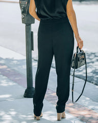 Uncommon Times Pocketed Asymmetrical Button Pants