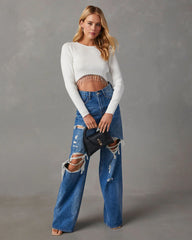 Ozzie Rhinestone Hem Crop Sweater