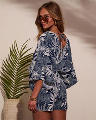 Leliah Kimono Sleeve Tropical Print Romper