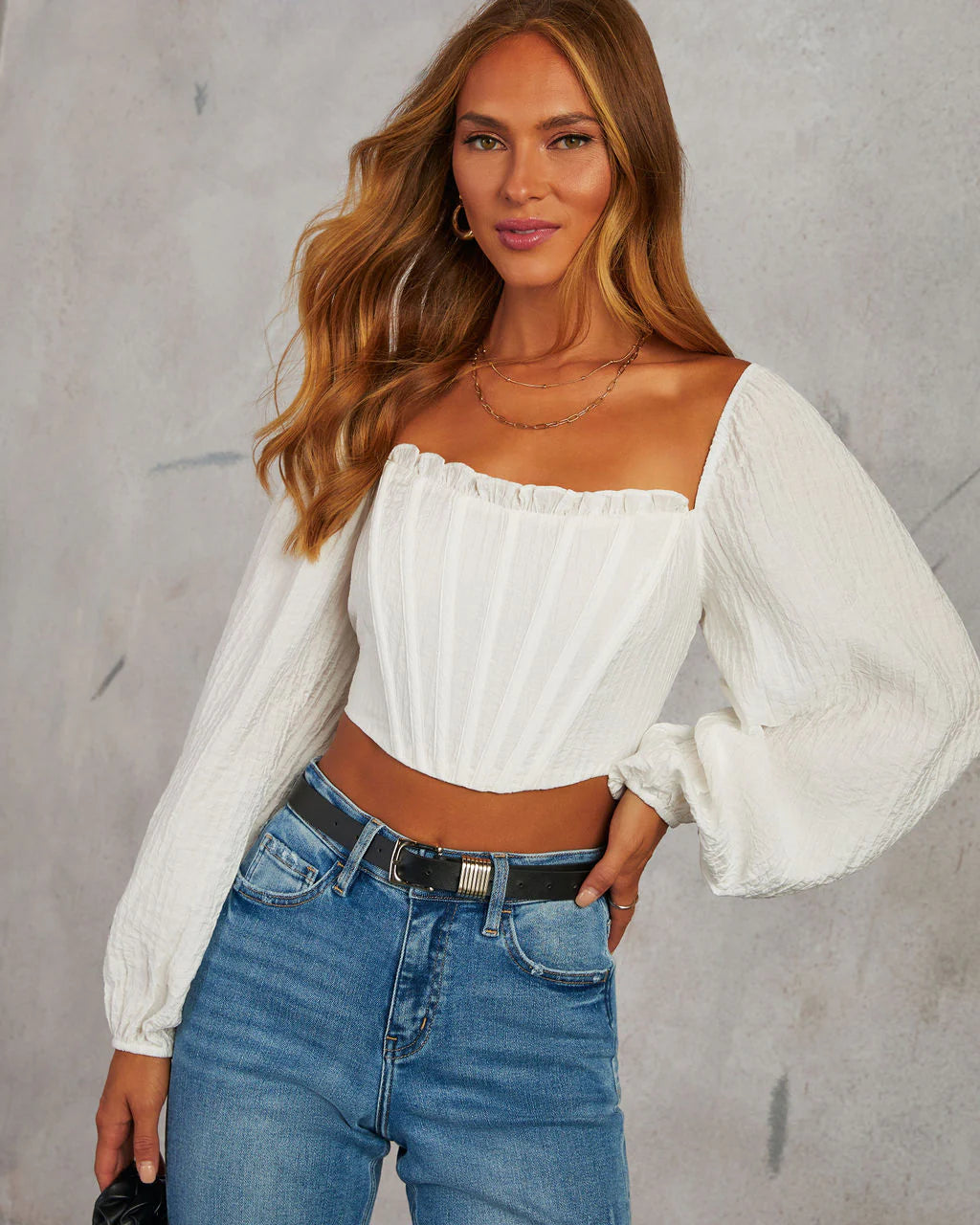 Melinda Puff Sleeve Corset Top