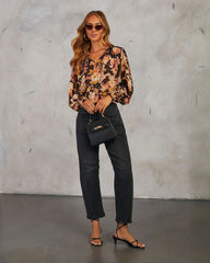Jeannine Floral Neck Tie Top