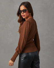 Carsian Ribbed Puff Sleeve Sweater