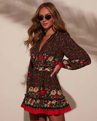 Full of Whimsy Floral Fit And Flare Mini Dress