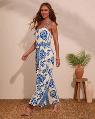 Demie Floral Waist Tie Jumpsuit