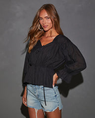 Astrid Bubble Long Sleeve Cinch Waist Top