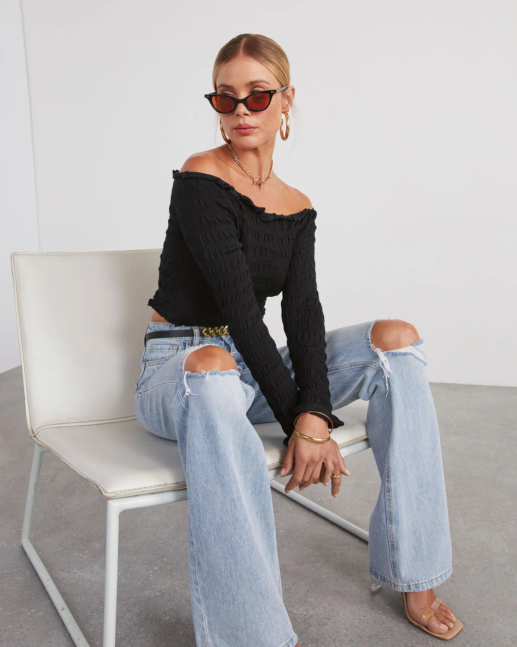 Yes Please Smocked Off The Shoulder Top