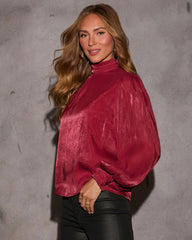 Take Stride Mockneck Satin Blouse