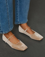 Janey Velvet Mary Jane Ballet Flats