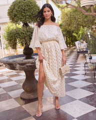 Parson Chiffon Off Shoulder Midi Dress