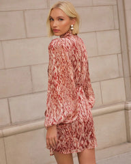 Stay Together Printed Mock Neck Mini Dress