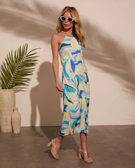Salina Abstract Halter Midi Dress