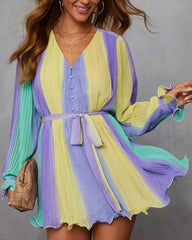 Samarie Pleated Colorblock Mini Dress