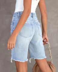 Ayla Distressed Bermuda Jean Shorts