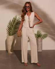 Serene Spring Front Tie Linen Top