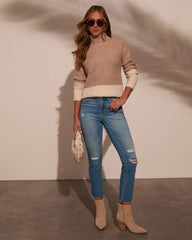 Jeanne High Rise Distressed Slim Straight Denim