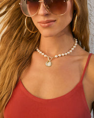 Shelly Sea Shell Pendant Pearl Necklace