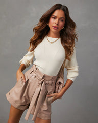Carsian Ribbed Puff Sleeve Sweater