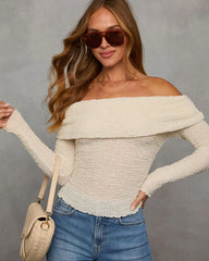 Romantic Match Knit Off Shoulder Top