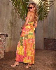 Tropical Drift Abstract Maxi Dress
