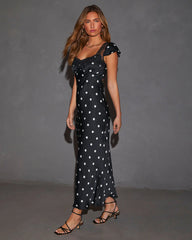 Bianca Flutter Sleeve Lace Trim Maxi Dress