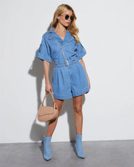 Perkins Collared Fitted Waist Romper