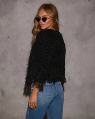 Sparkle Bright Shaggy Fringe Cardigan