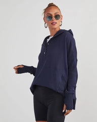 Mindful Cotton Pocketed Henley Hoodie
