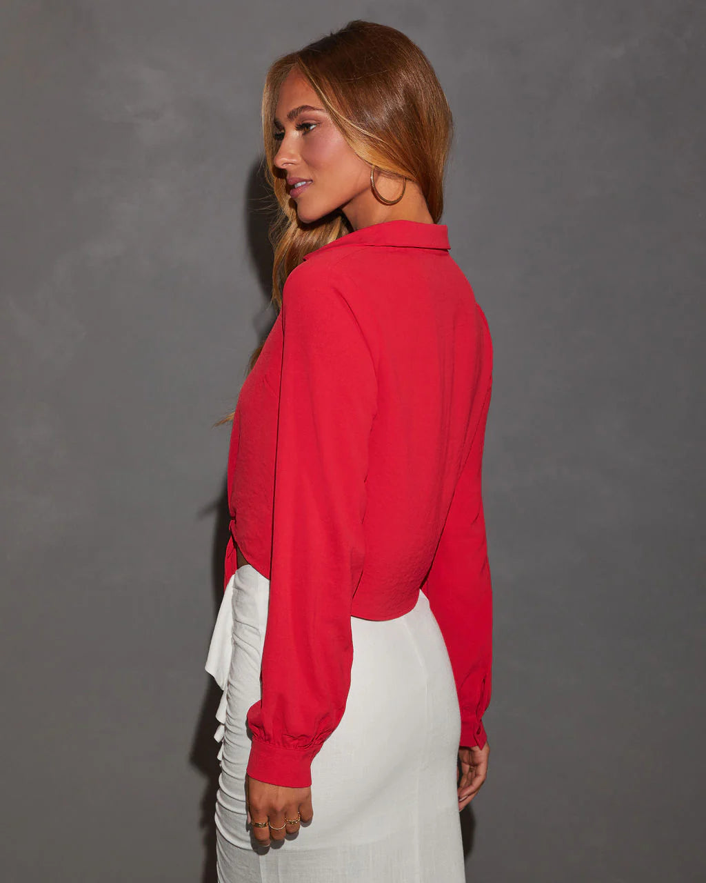 Miley Long Sleeve Tie Front Blouse