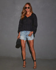 Astrid Bubble Long Sleeve Cinch Waist Top