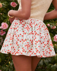 Sunlit Blooms Pleated Floral Mini Skirt