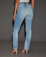 Polly Mid Rise Distressed Straight Leg Jeans