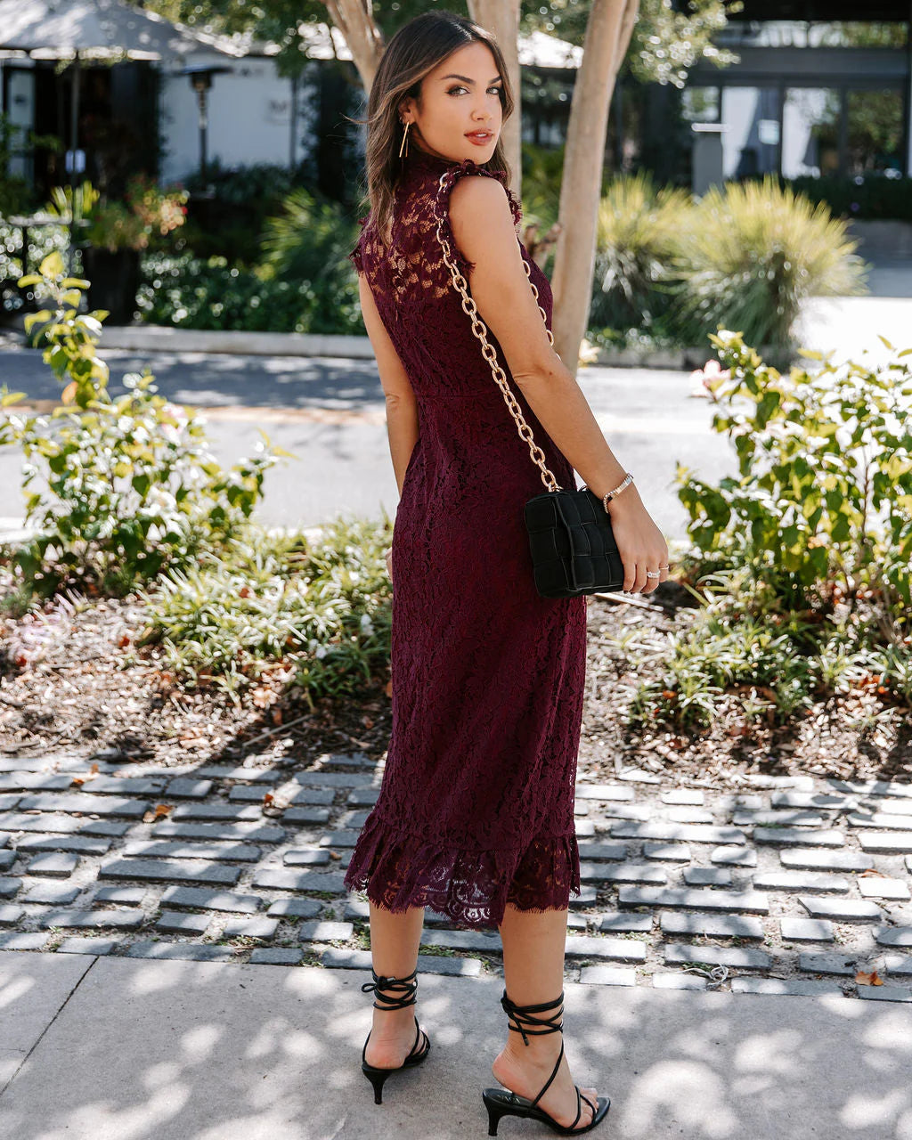 Frances Lace Ruffle Midi Dress