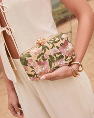Freesia Embroidered Hard Case Clutch