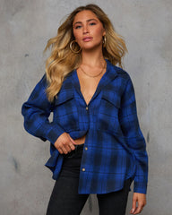 Petaluma Cotton Blend Plaid Button Down Top