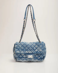Keshia Denim Quilted Shoudler Bag