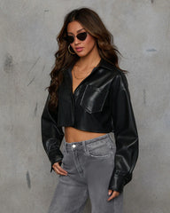 See About Me Cropped Leather Top