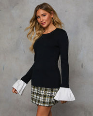 Sweet Whisper Contrast Sleeve Top