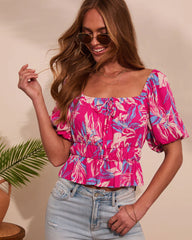 Hanson Puff Sleeve Tropical Top