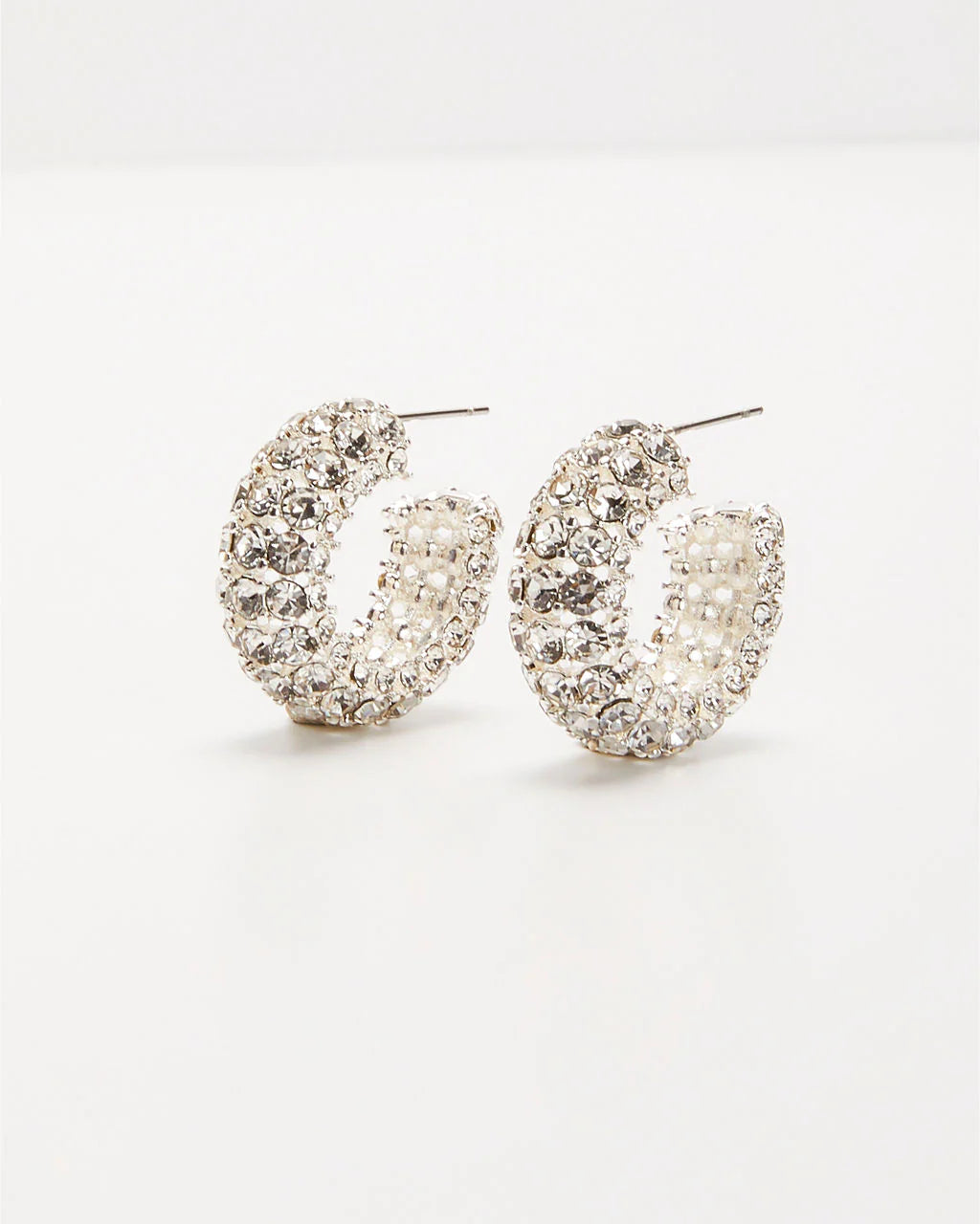 Calise Rhinestone Open Hoop Earrings