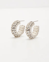 Calise Rhinestone Open Hoop Earrings