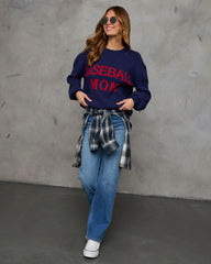Baseball Mom Knit Pullover Sweater