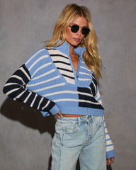 Fresh Start Striped Quarter Zip Sweater