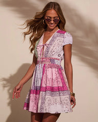Spring Days Abstract Colorblock Mini Dress