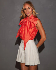 Karissa Sleeveless Organza Oversized Bow Blouse