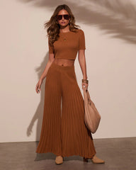 Winslow Wide Leg Pleated Knitwear Pant
