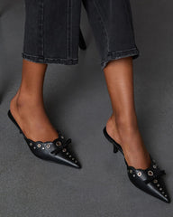 Eden Pointed Toe Kitten Heel Mule