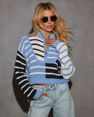 Fresh Start Striped Quarter Zip Sweater